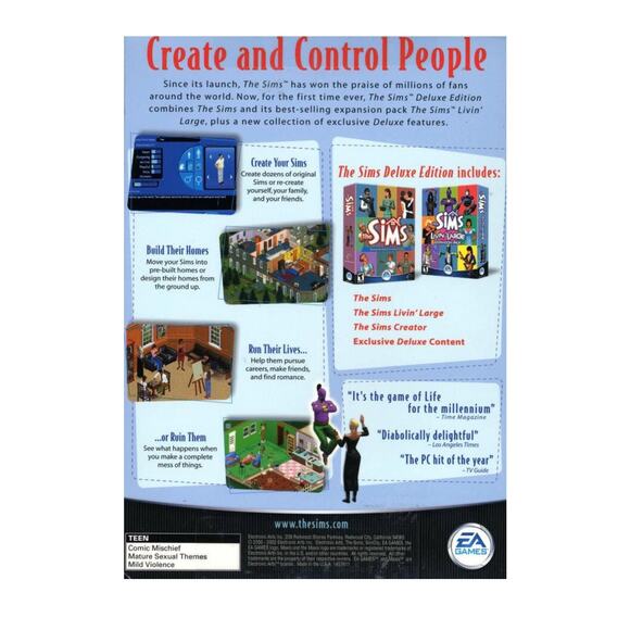 Vintage The Sims Deluxe Edition & Peggle PC Games In Big Retail Box CD-ROM - Picture 2 of 2